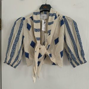 Greek Tie Up Crop Top NWT